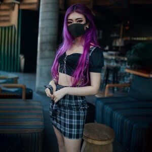 Lychee Salt N Pepper Plaid Suspender Skirt S